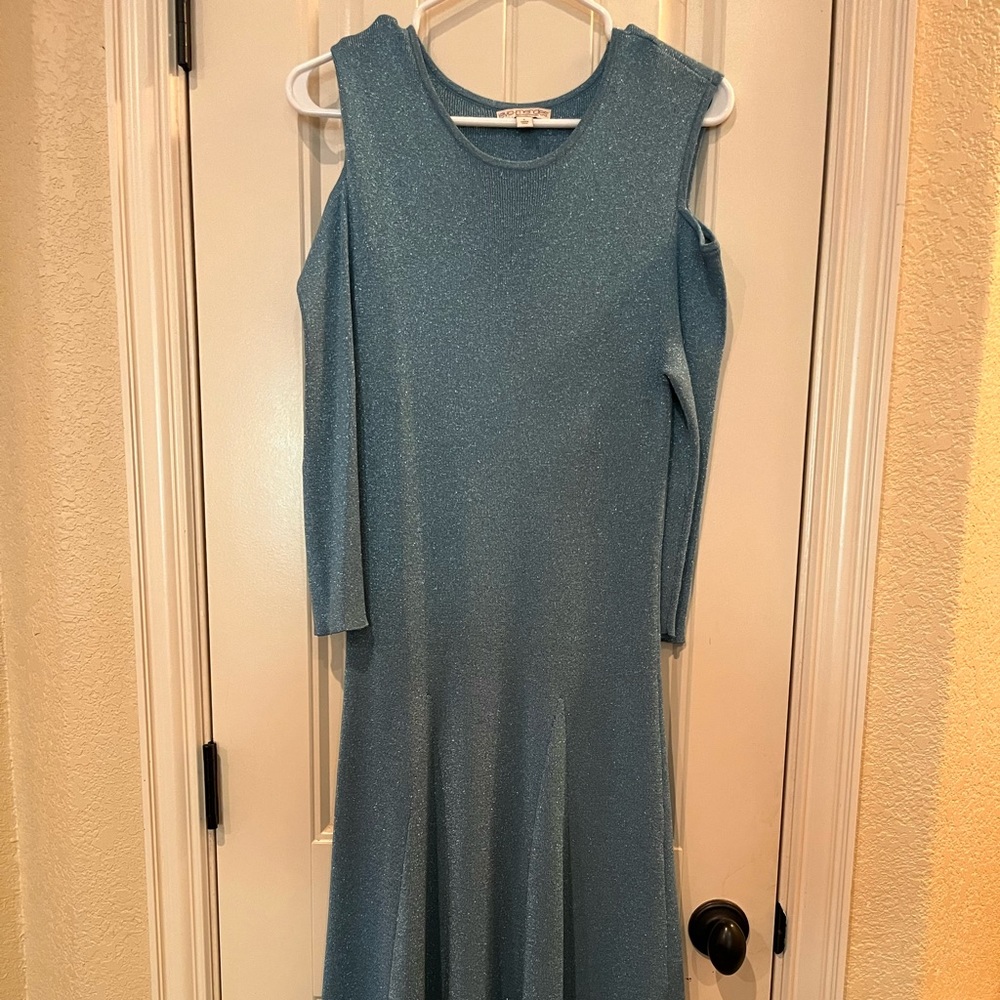 Eva Mendes Blue Sparkle Dress Size L